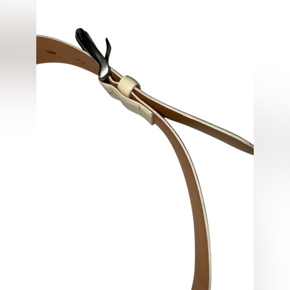 Vintage Albatros Cream Genuine Leather Belt Made in Italy Sz M EUROMETAL Buckle - Picture 8 of 9